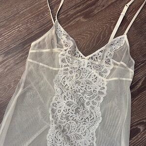 Elegant Lace Trimmed White Chemise